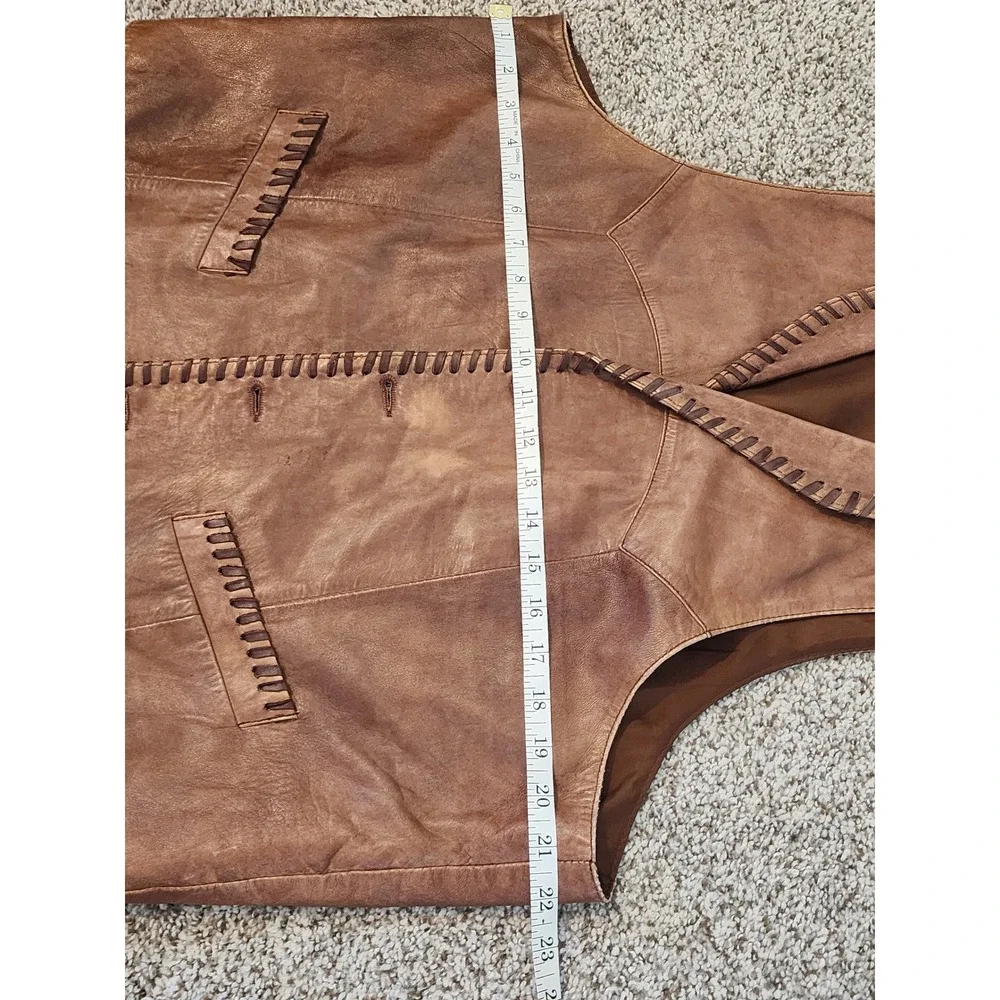 Scully Brown Lambskin Whip Stitch Leather Western Vest. Cowboy Y2K indiesleaze